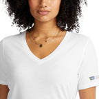 American Giant Classic V-Neck Tee in Supima Cotton for Women Transfer - White - Front On Model 3