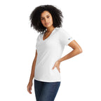American Giant Classic V-Neck Tee in Supima Cotton for Women Transfer - White - Left Angle On Model