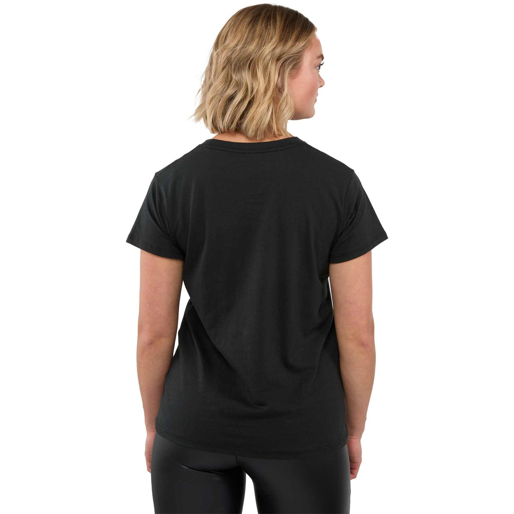American Giant Crew Neck Tee Made in the USA for Women Transfer - Black - Back On Model