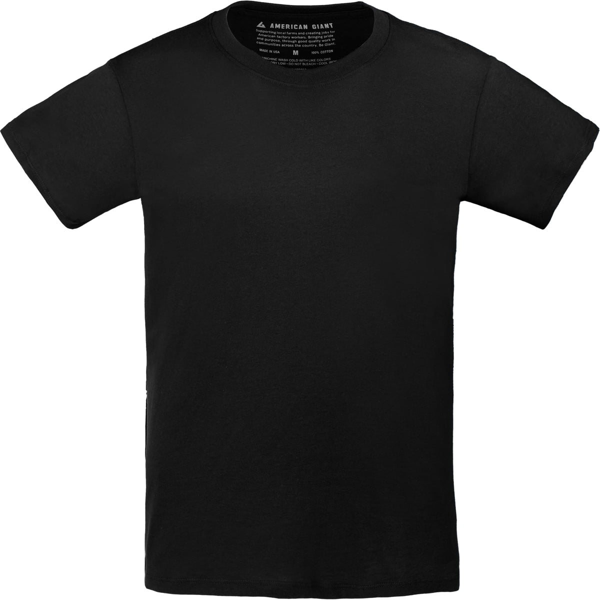 American Giant Crew Neck Tee Made in the USA for Women Transfer - Black - Flat