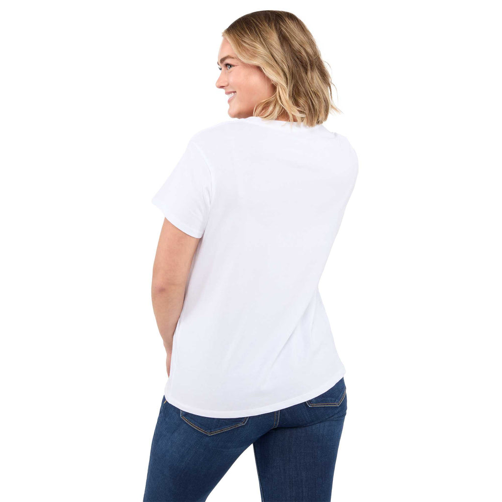 American Giant Crew Neck Tee Made in the USA for Women Transfer - White - Back On Model