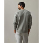 American Giant Everyday French Terry Crew Sweatshirt for Men Embroidery - Titanium - Back On Model
