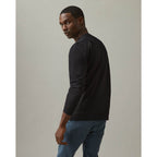 American Giant Everyday French Terry Crew Sweatshirt for Men Transfer - Black - Back On Model