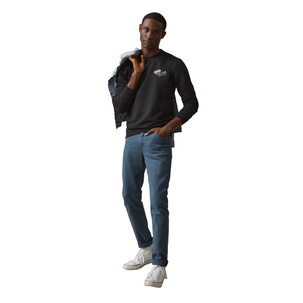 American Giant Everyday French Terry Crew Sweatshirt for Men Transfer - Black - Front On Model