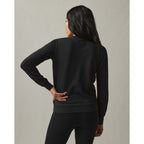 American Giant Everyday French Terry Crew Sweatshirt for Women Transfer - Black - Back On Model