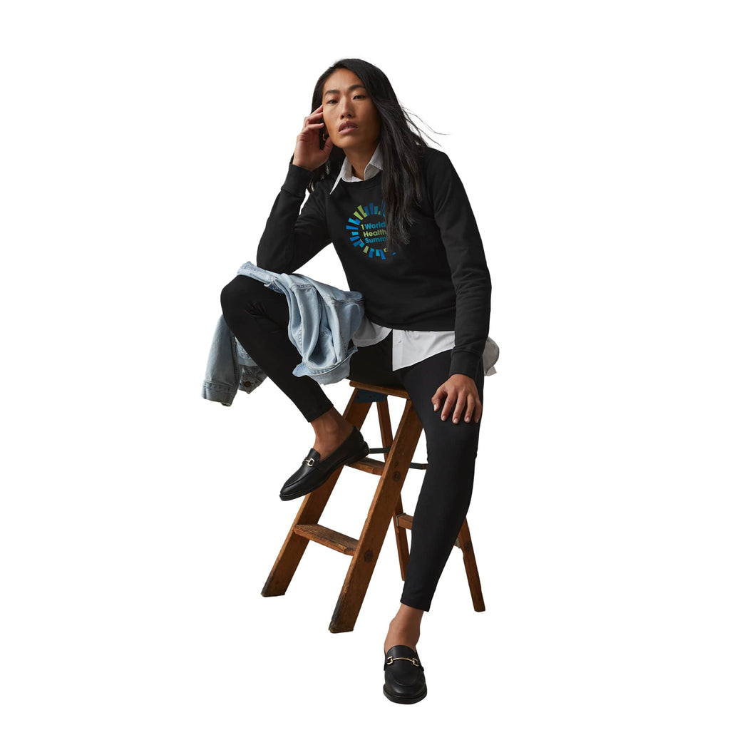 American Giant Everyday French Terry Crew Sweatshirt for Women Transfer - Black - Front On Model