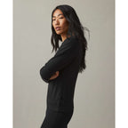American Giant Everyday French Terry Crew Sweatshirt for Women Transfer - Black - Left Side On Model