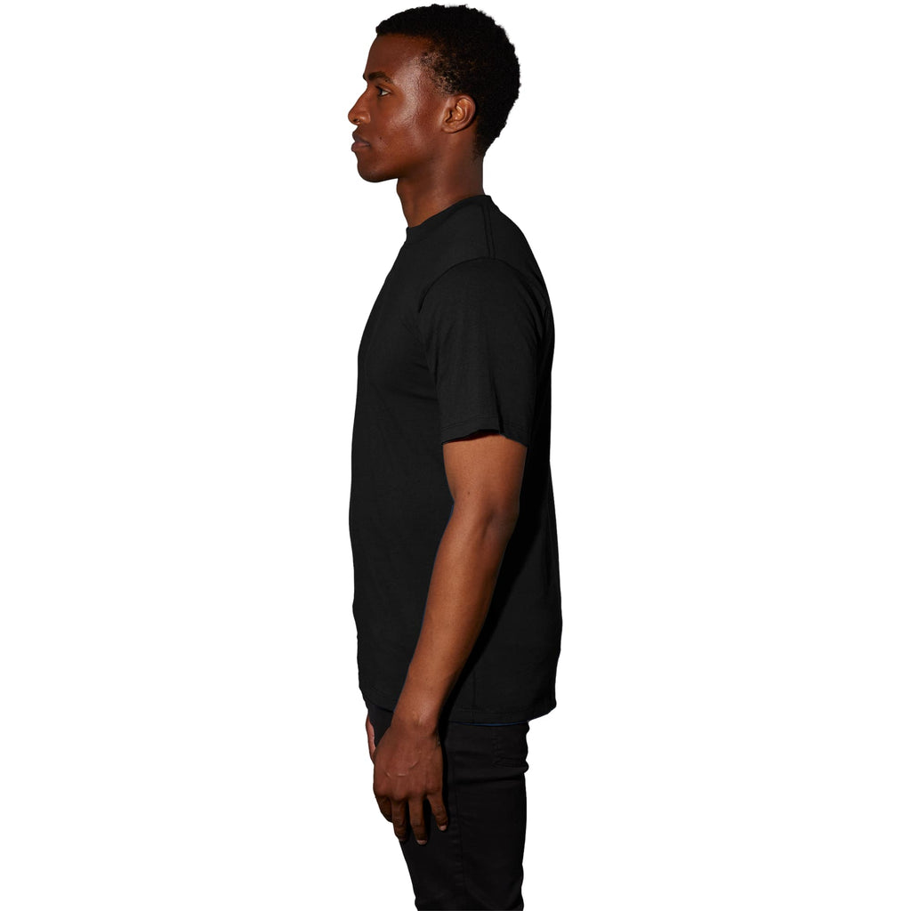 American Giant Heavyweight Cotton T-Shirt for Men Transfer - Black - Left Side On Model