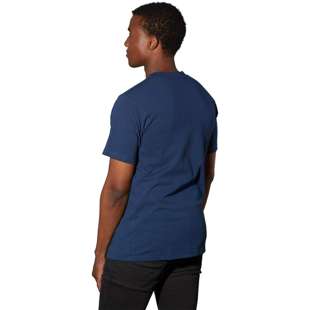 American Giant Heavyweight Cotton T-Shirt for Men Transfer - Navy - Back On Model