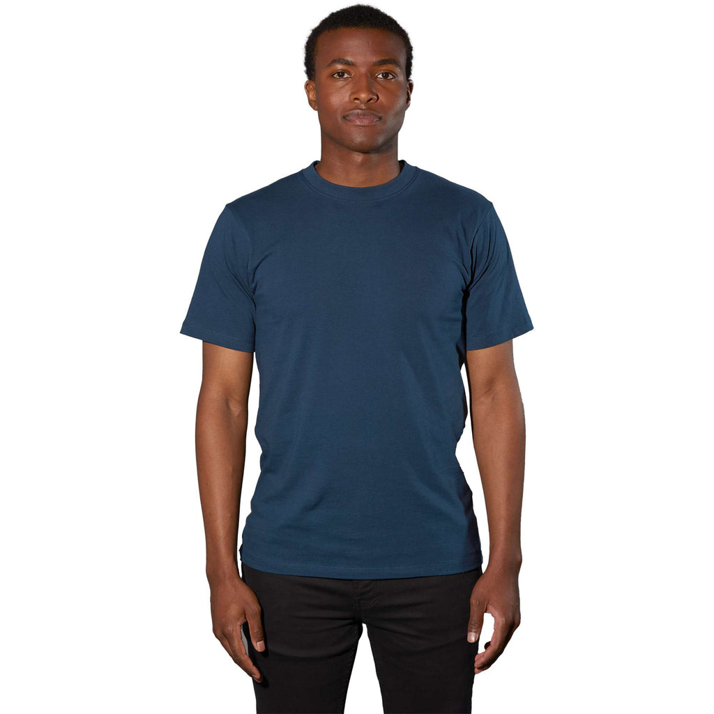 American Giant Heavyweight Cotton T-Shirt for Men Transfer - Navy - Front On Model