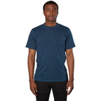 American Giant Heavyweight Cotton T-Shirt for Men Transfer - Navy - Front On Model