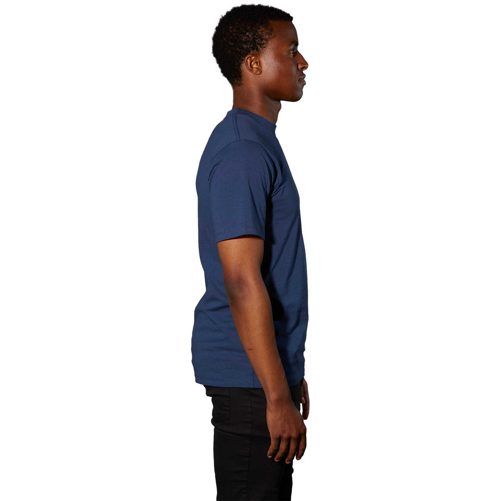 American Giant Heavyweight Cotton T-Shirt for Men Transfer - Navy - Right Side On Model