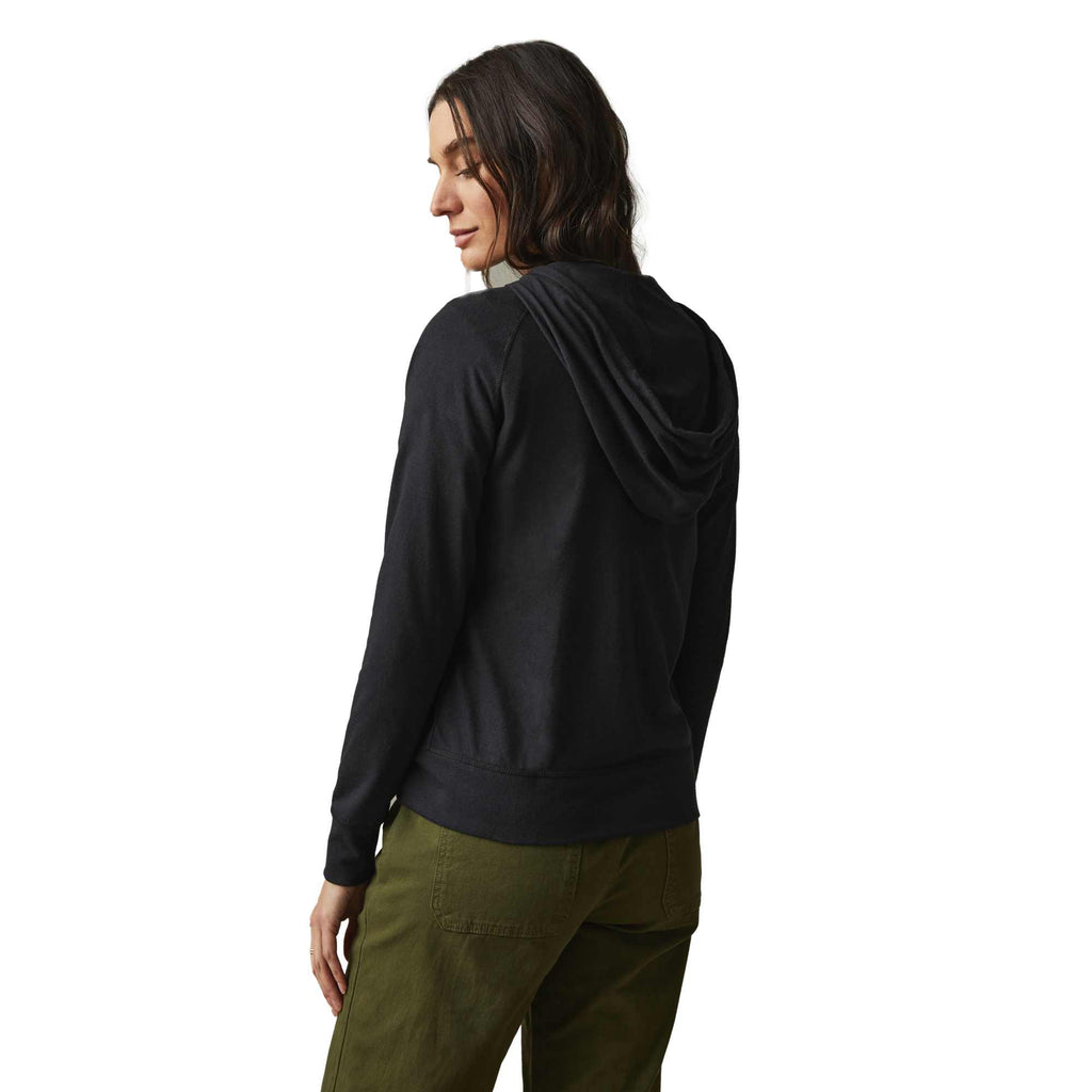 American Giant Lightweight Tri-Blend Full Zip for Women Embroidery - Black Heather - Back On Model