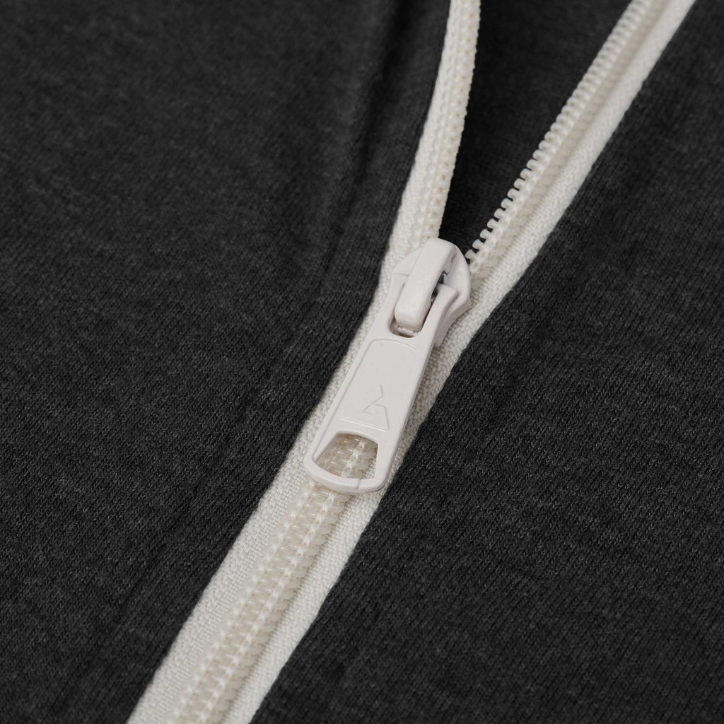 American Giant Lightweight Tri-Blend Full Zip for Women Embroidery - Black Heather - Detail 2