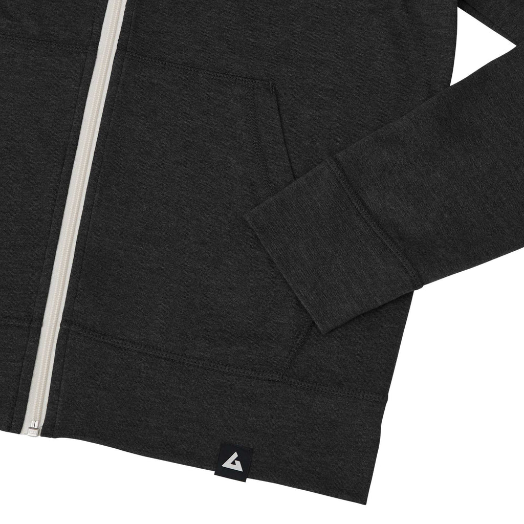 American Giant Lightweight Tri-Blend Full Zip for Women Embroidery - Black Heather - Detail