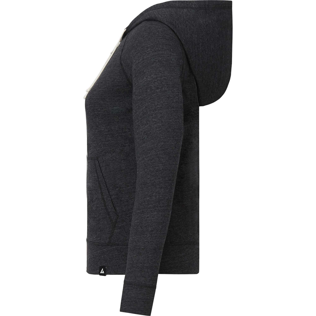American Giant Lightweight Tri-Blend Full Zip for Women Embroidery - Black Heather - Left Side