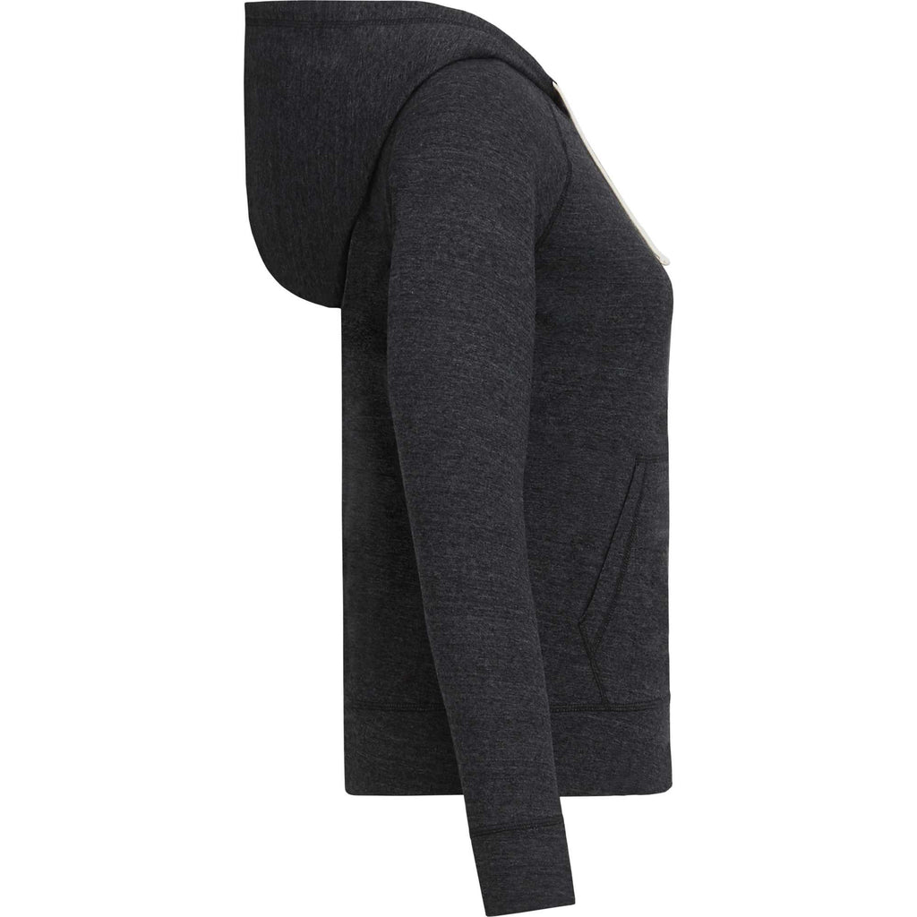 American Giant Lightweight Tri-Blend Full Zip for Women Embroidery - Black Heather - Right Side