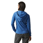 American Giant Lightweight Tri-Blend Full Zip for Women Embroidery - Essential Blue Heather - Back On Model