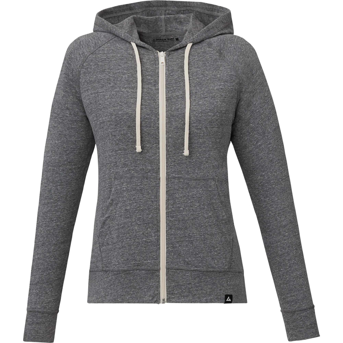 American Giant Lightweight Tri-Blend Full Zip for Women Embroidery - Grey Ink Heather - Front