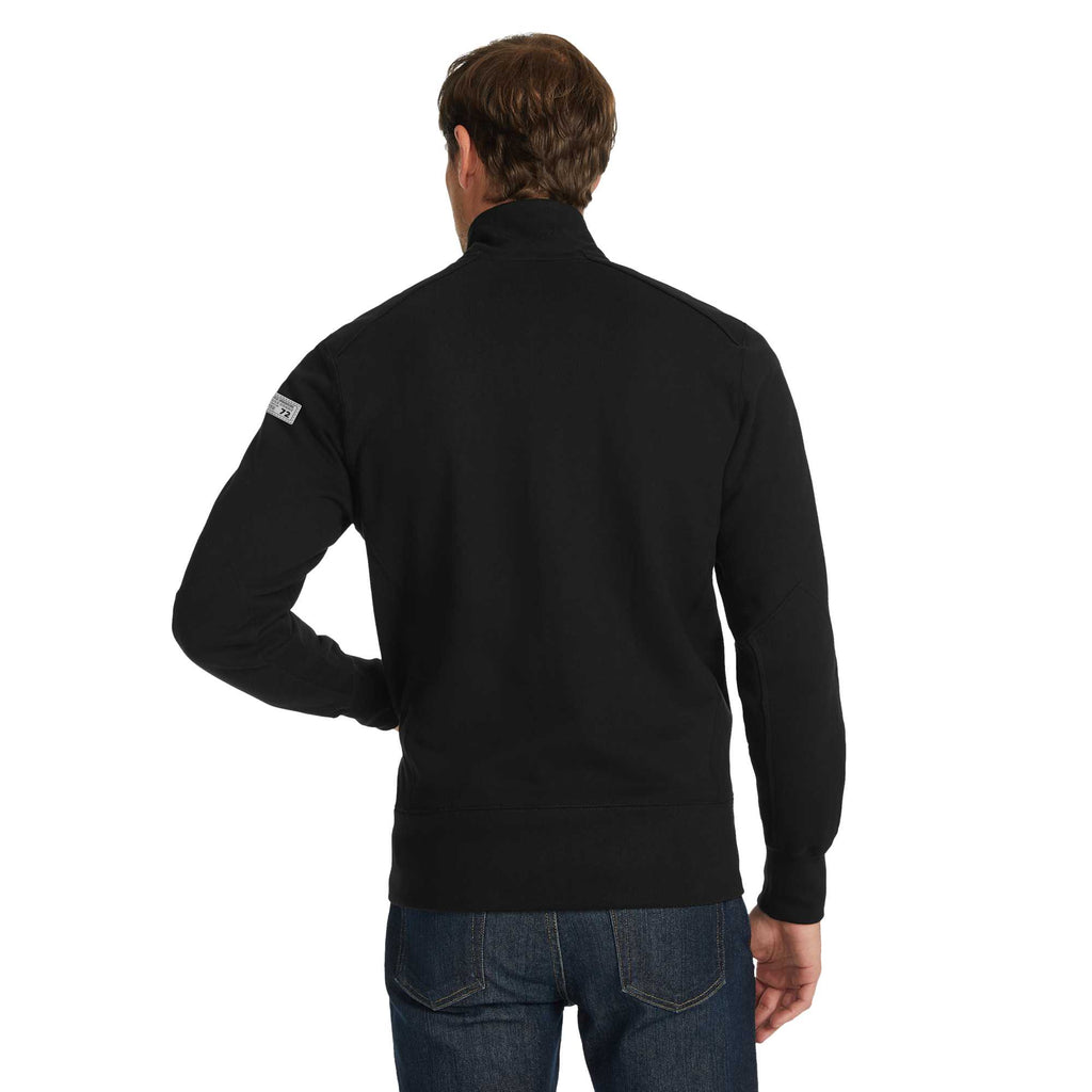 American Giant Moto Full Zip Jacket for Men Embroidery - Black - Back On Model