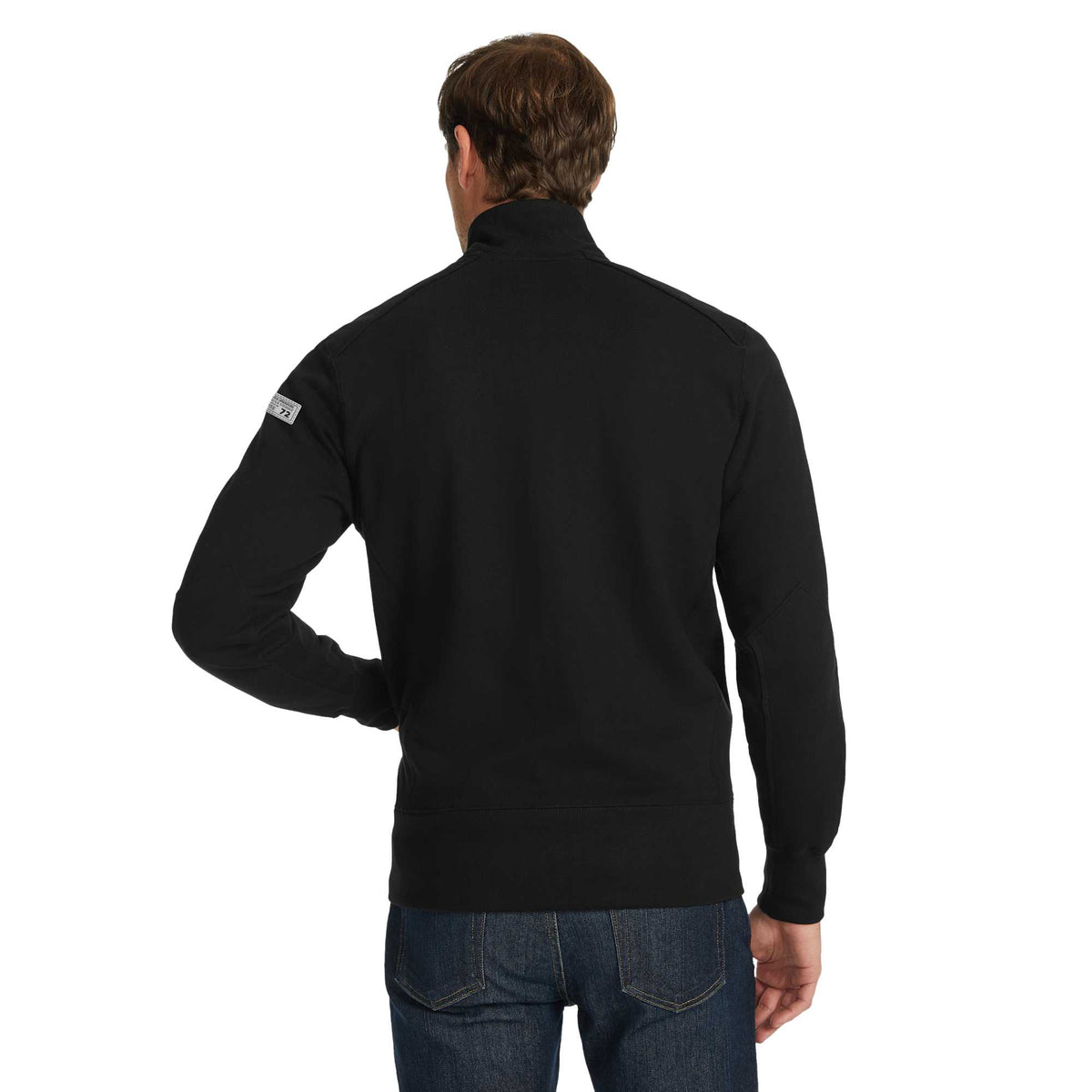 American Giant Moto Full Zip Jacket for Men Embroidery - Black - Back On Model