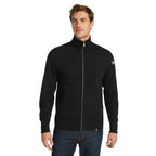 American Giant Moto Full Zip Jacket for Men Embroidery - Black - Front On Model
