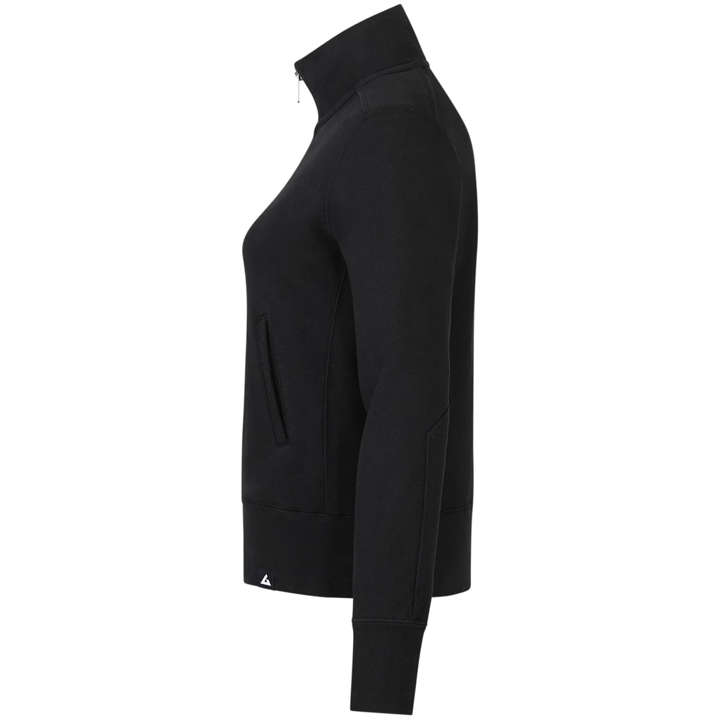 American Giant Moto Full Zip Jacket for Women Embroidery - Black - Left Side