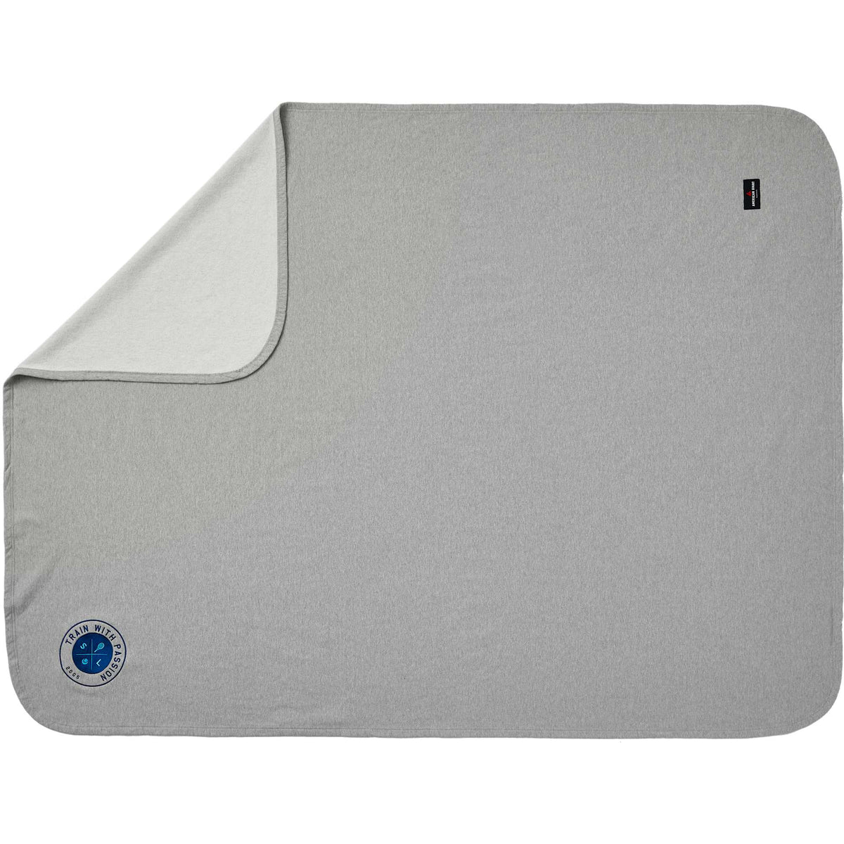 American Giant Stadium Fleece Blanket, Made in USA Embroidery - Athletic Heather - Front