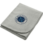 American Giant Stadium Fleece Blanket, Made in USA Embroidery - Athletic Heather - Left Angle