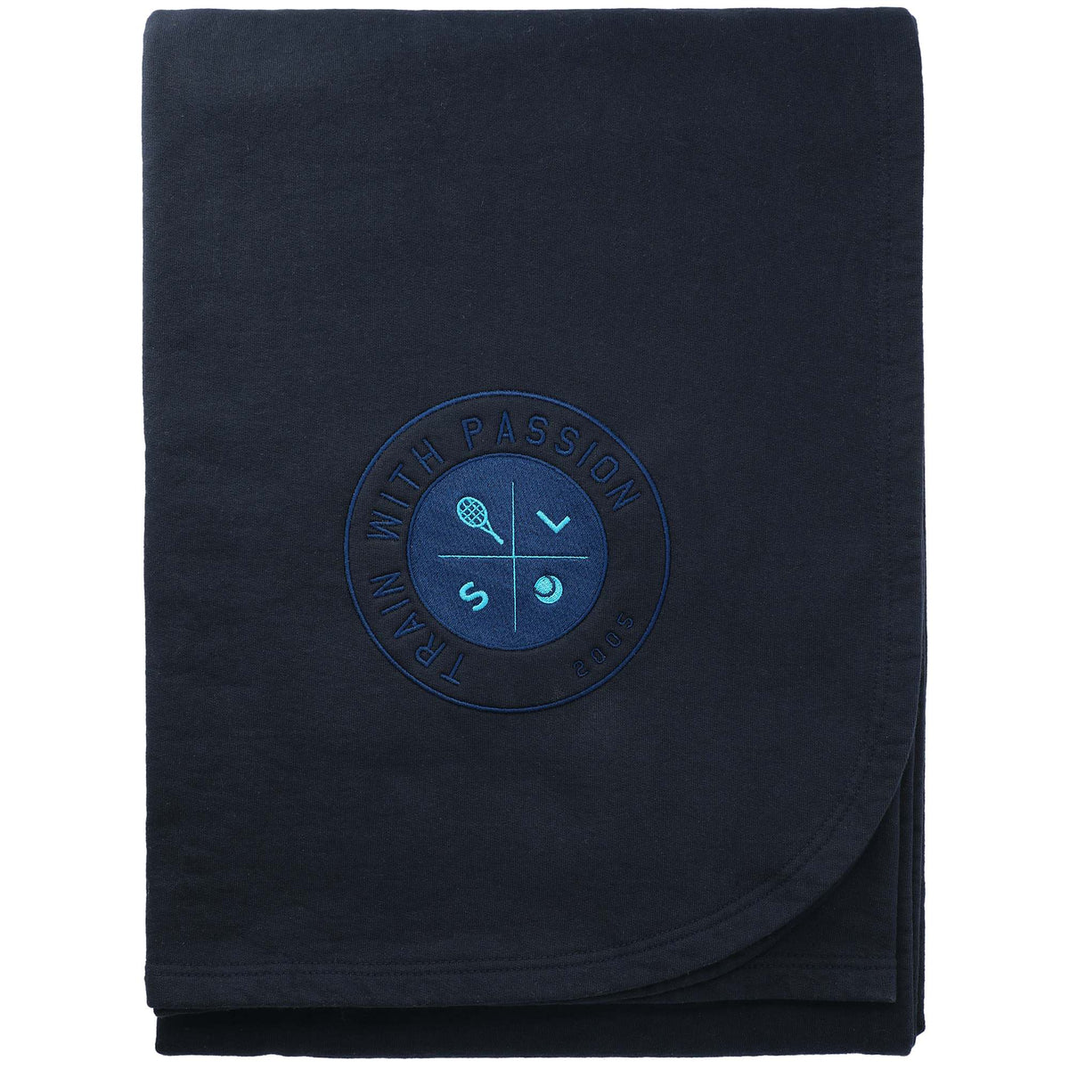 American Giant Stadium Fleece Blanket, Made in USA Embroidery - Oxford Blue - Front 2