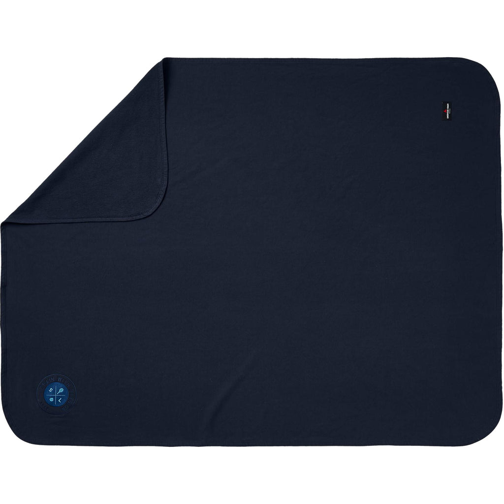 American Giant Stadium Fleece Blanket, Made in USA Embroidery - Oxford Blue - Front