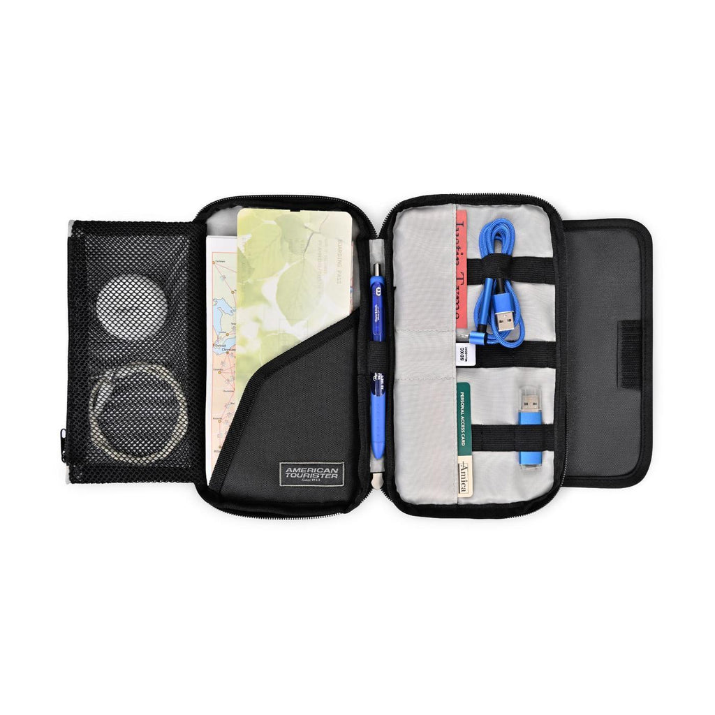 American Tourister Embark Travel Organizer in Recycled PET Embroidery - Black - View 3