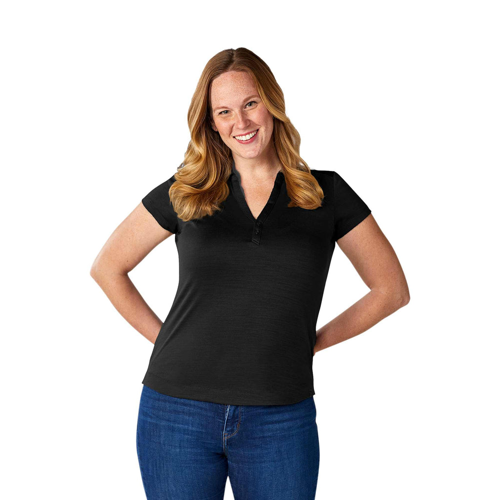 Amos Eco Polo with Recycled Polyester for Women Embroidery - Black - On Model
