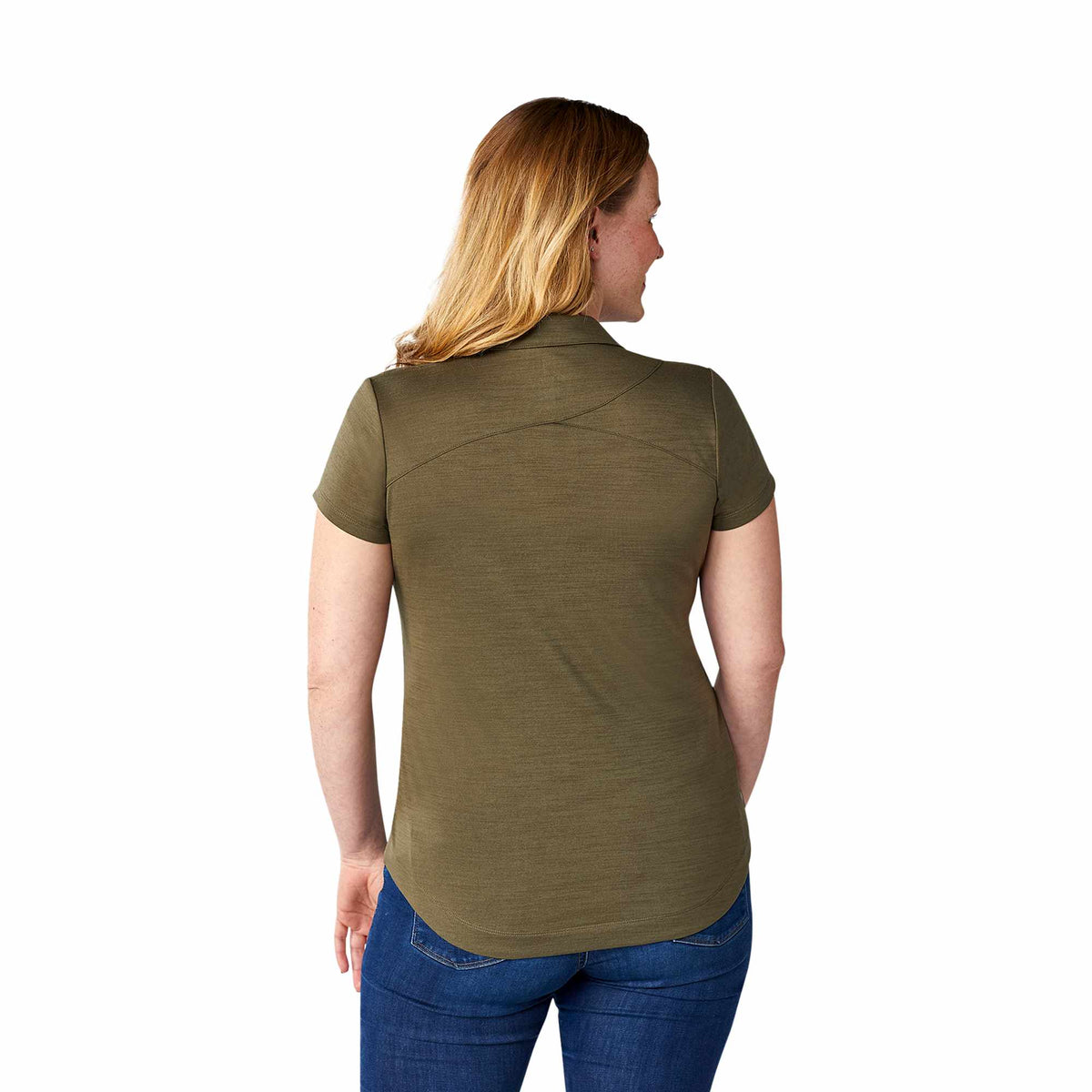Amos Eco Polo with Recycled Polyester for Women Embroidery - Loden - Back Flat