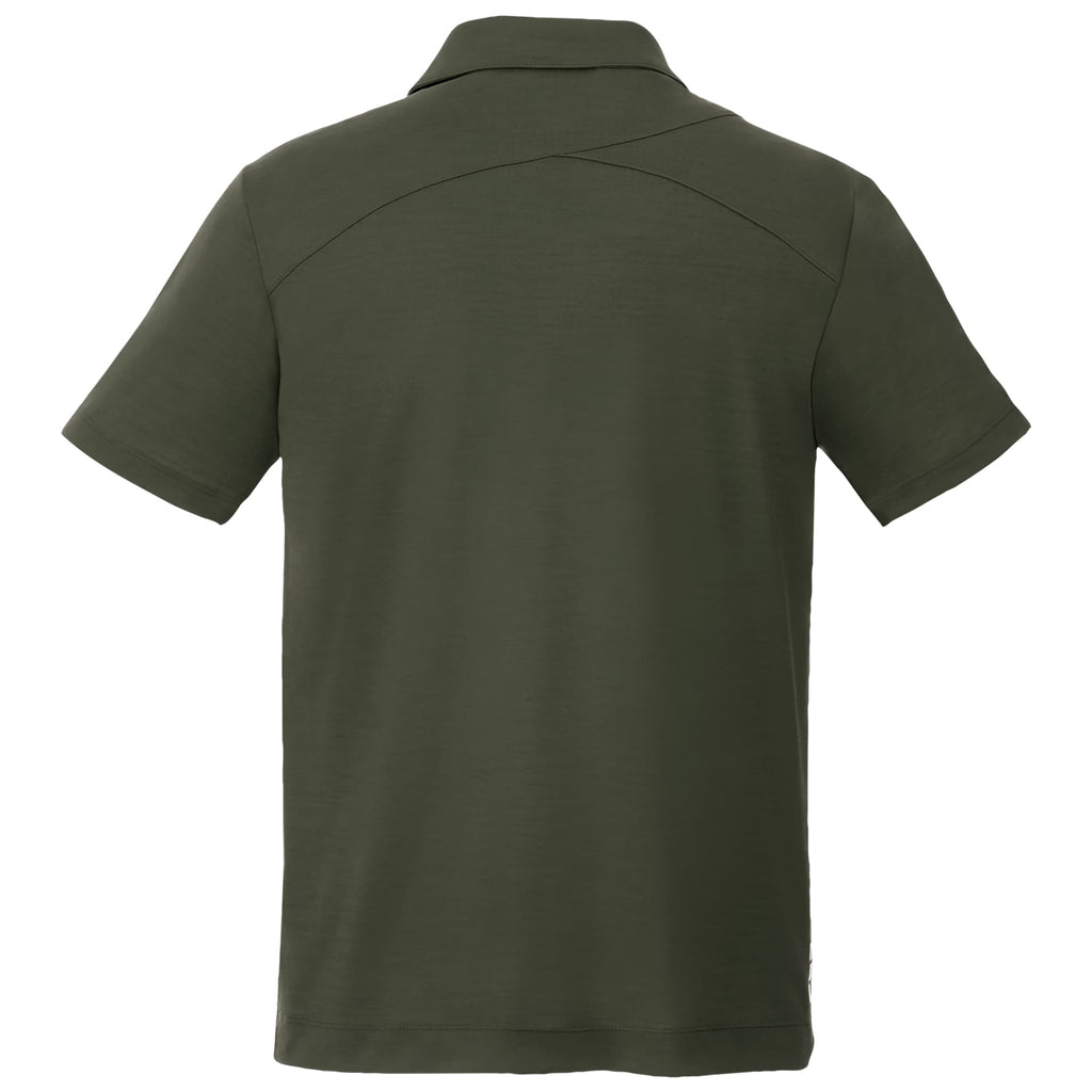 Amos Eco Short Sleeve Performance Polo for Men Embroidery - Loden - Back Flat