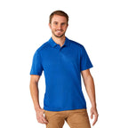 Amos Eco Short Sleeve Performance Polo for Men Embroidery - Metro Blue - Front