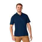 Amos Eco Short Sleeve Performance Polo for Men Embroidery - Vintage Navy - Front