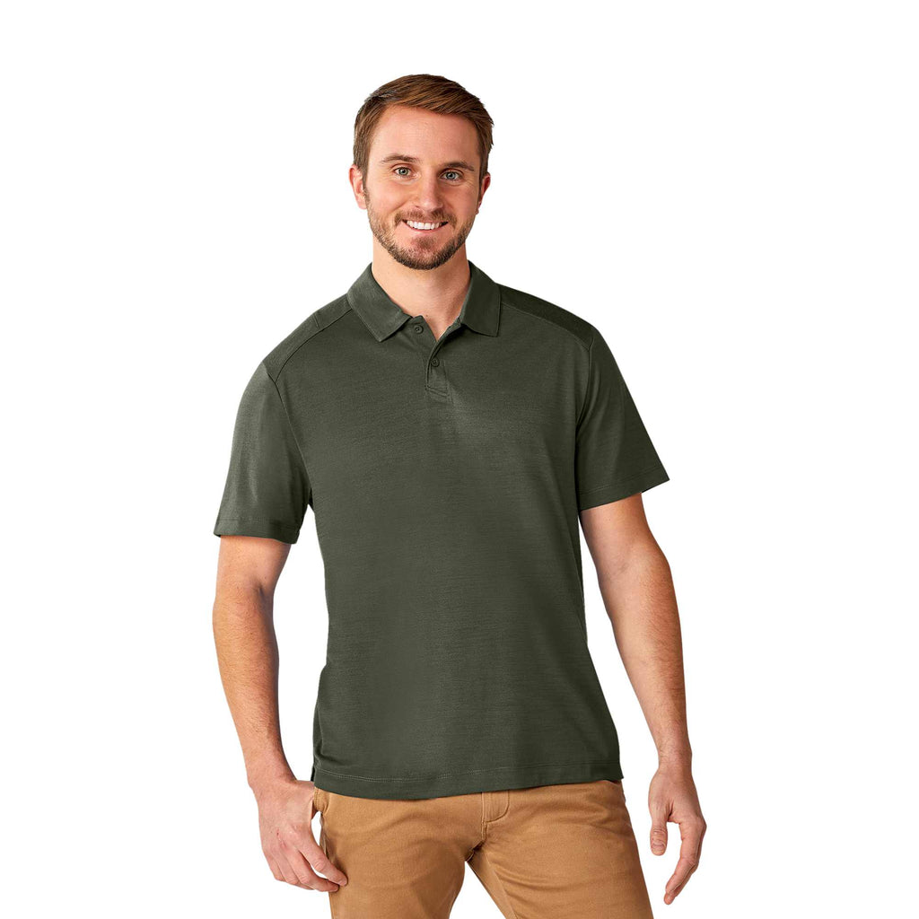 Amos Eco Short Sleeve Performance Polo for Men Laser Engraving - Loden - Front