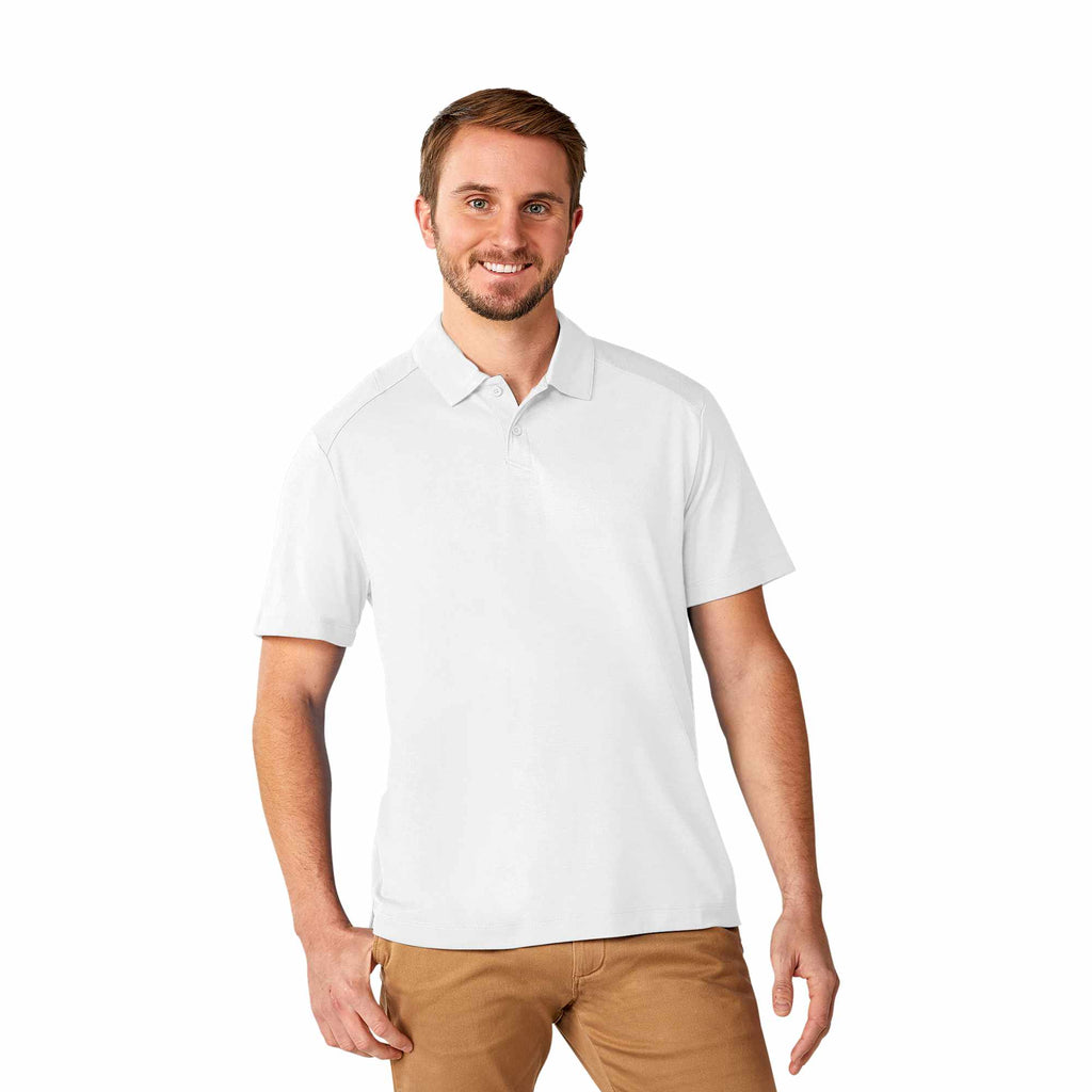 Amos Eco Short Sleeve Performance Polo for Men Laser Engraving - White - Front