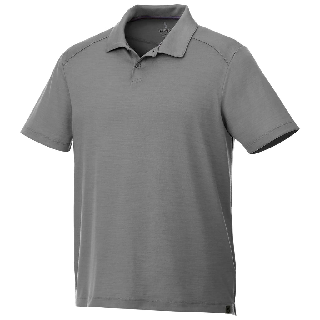 Amos Eco Short Sleeve Performance Polo for Men Transfer - Steel Grey - Flat