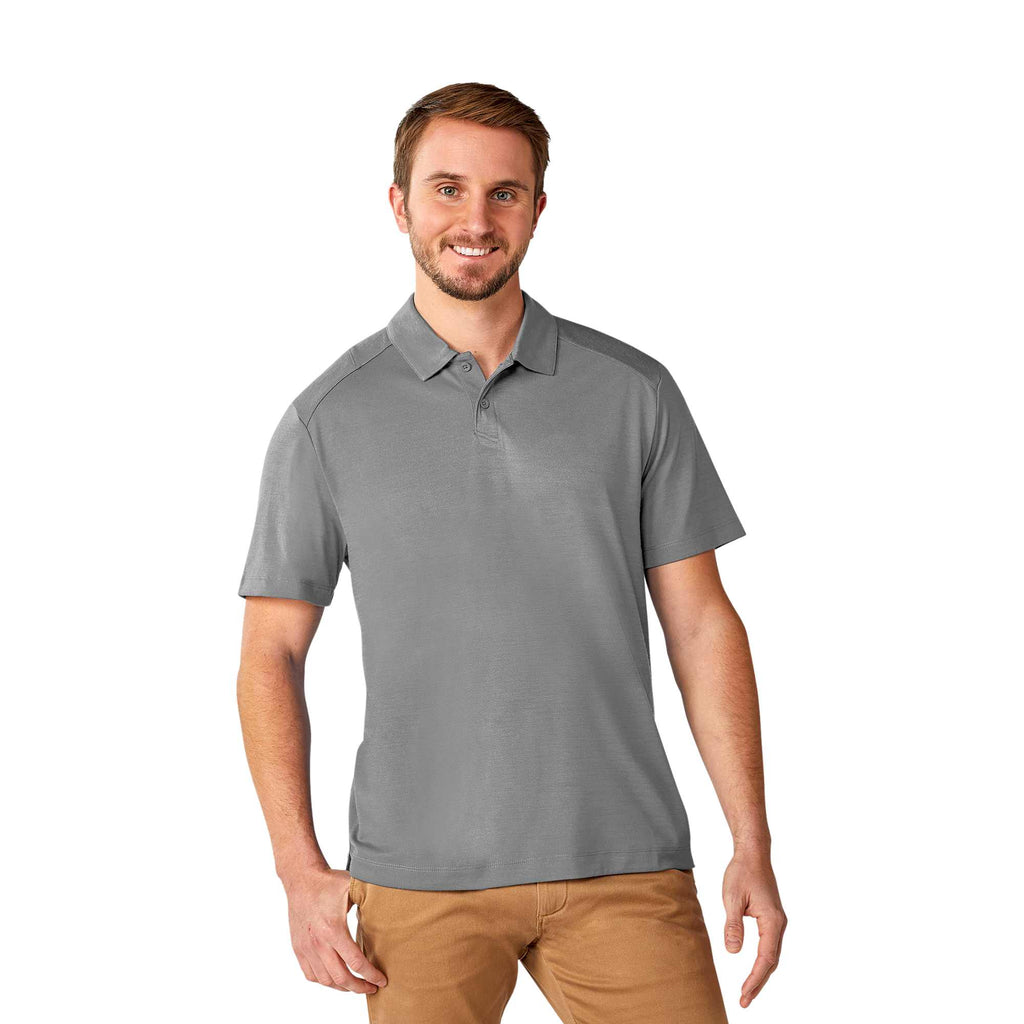 Amos Eco Short Sleeve Performance Polo for Men Transfer - Steel Grey - Front
