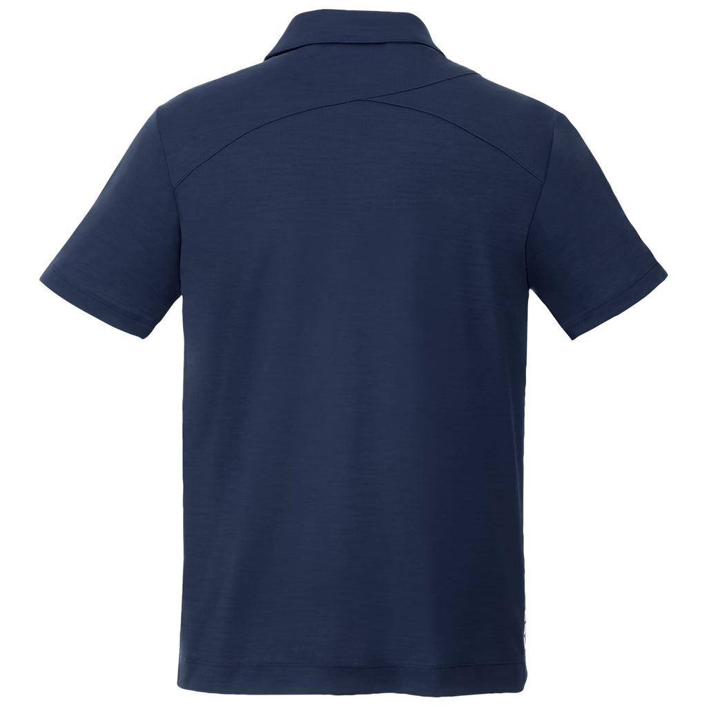 Amos Eco Short Sleeve Performance Polo for Men Transfer - Vintage Navy - Back Flat