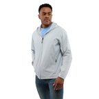 Aneto Lightweight Recycled Packable Jacket for Men Embroidery - Light Grey - Front On Model 2