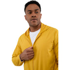 Aneto Lightweight Recycled Packable Jacket for Men Transfer - Gold - Front On Model