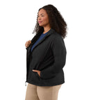 Aneto Lightweight Recycled Packable Jacket for Women Debossing - Black - Left Side On Model