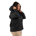 Aneto Lightweight Recycled Packable Jacket for Women Debossing - Black - Right Side On Model