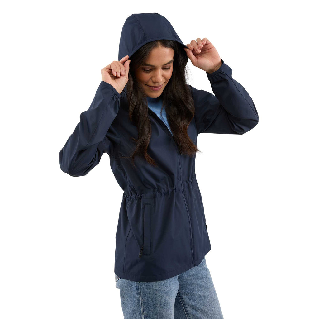 Aneto Lightweight Recycled Packable Jacket for Women Debossing - Polo Blue - Front On Model 3