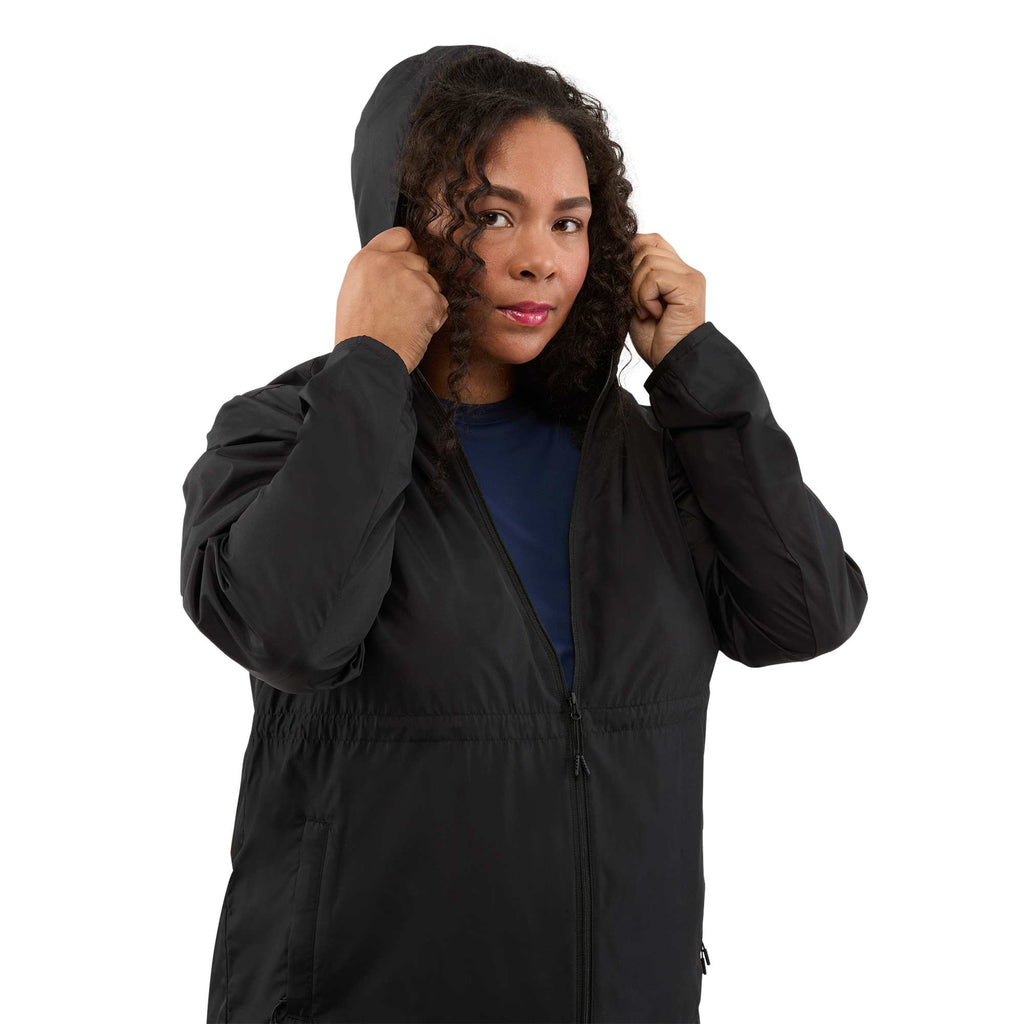 Aneto Lightweight Recycled Packable Jacket for Women Embroidery - Black - Hood