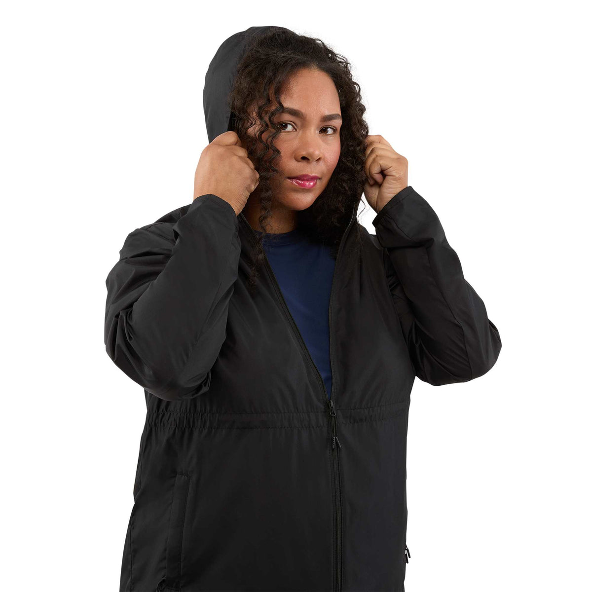 Aneto Lightweight Recycled Packable Jacket for Women Transfer - Black - Hood