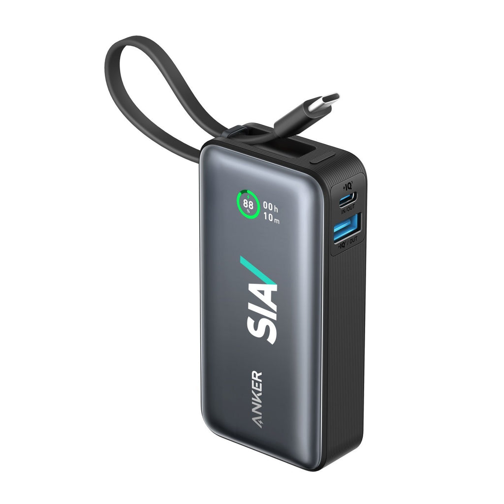 Anker Nano Power Bank with Built-In Cable, 10,000 mAh, 30W Full Color - Black - View 2
